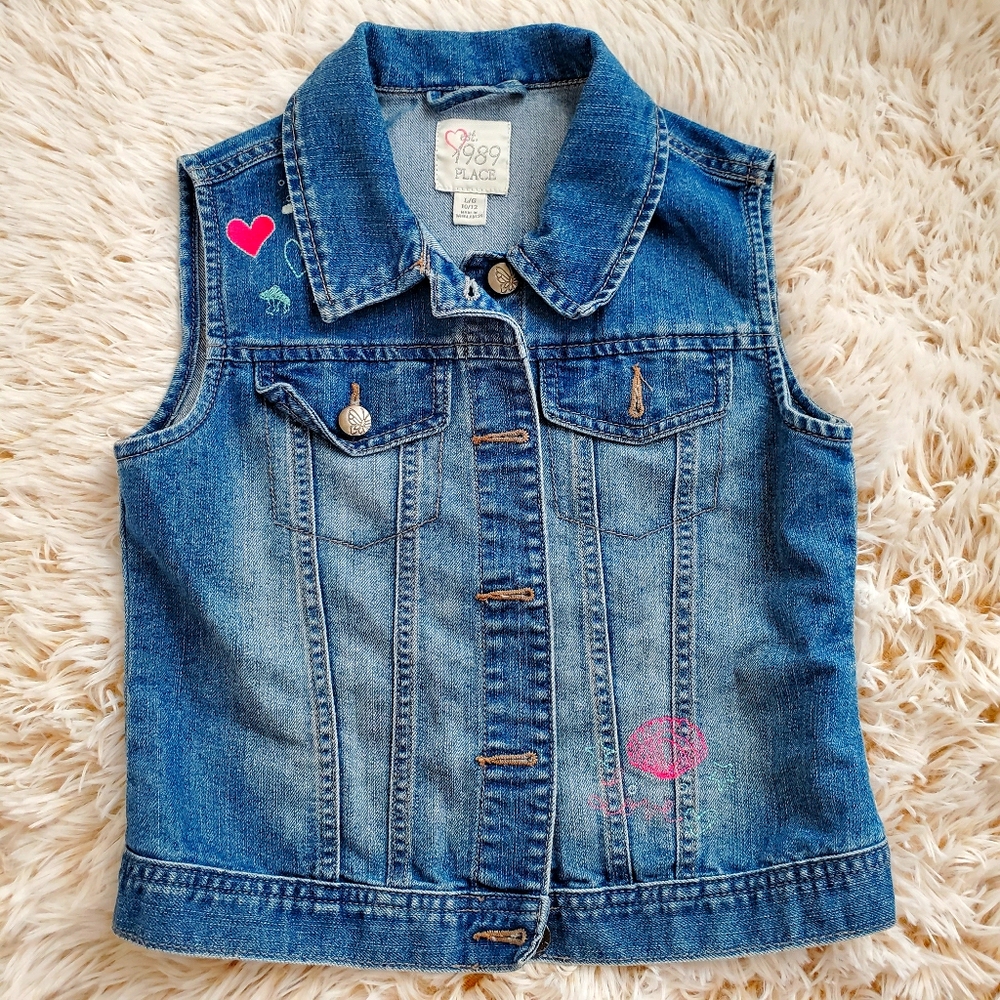 Est 1989 Place Kids Denim Vest Mermaid Large